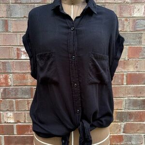 Rails Black Button-Up Women's Top